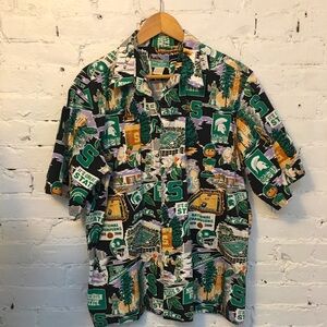 Reyn Spooner short sleeve cotton shirt Michigan state print Hawaiian xl